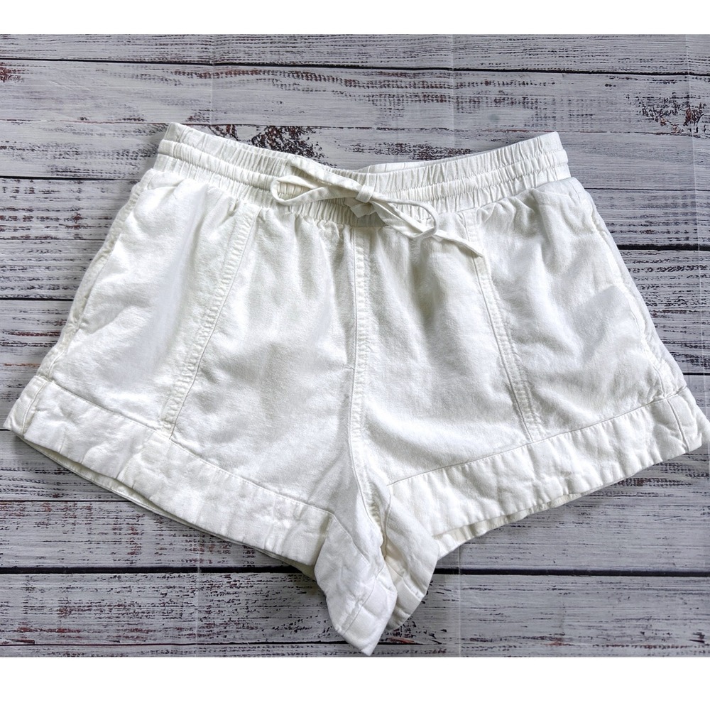 Universal‎ Thread Shorts Women XS White Linen Blend Elastic Waist Drawstring